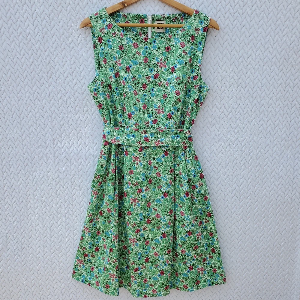 ANNE KLEIN Green Floral A-Line Fit & Flare Dress Size 10 - Picture 6 of 16